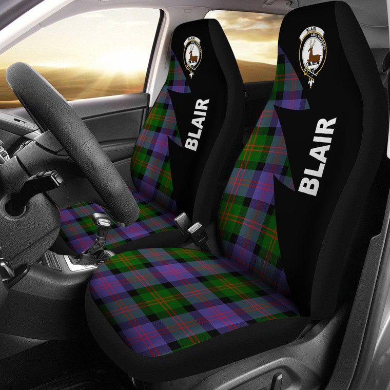 Scottish Blair Clan Crest Tartan Car Seat Covers - Flash Style 1