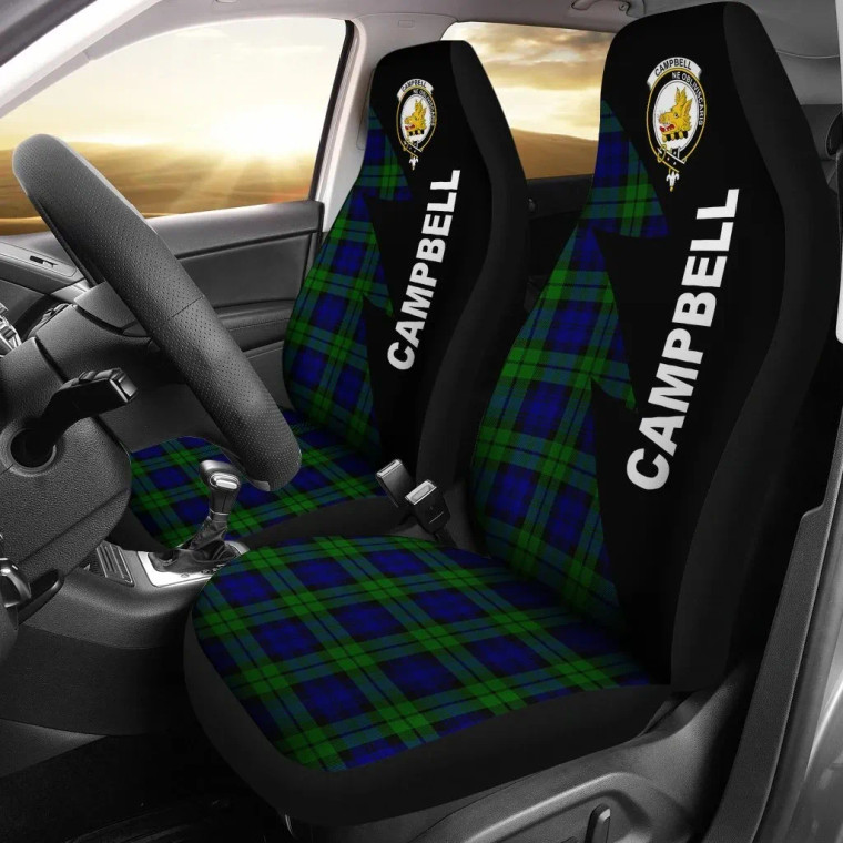 Scottish Campbell Clan Crest Tartan Car Seat Covers - Flash Style 1