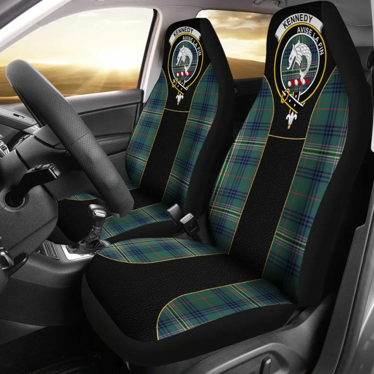 Scottish Kennedy Clan Crest Tartan Car Seat Covers - Special Style 1