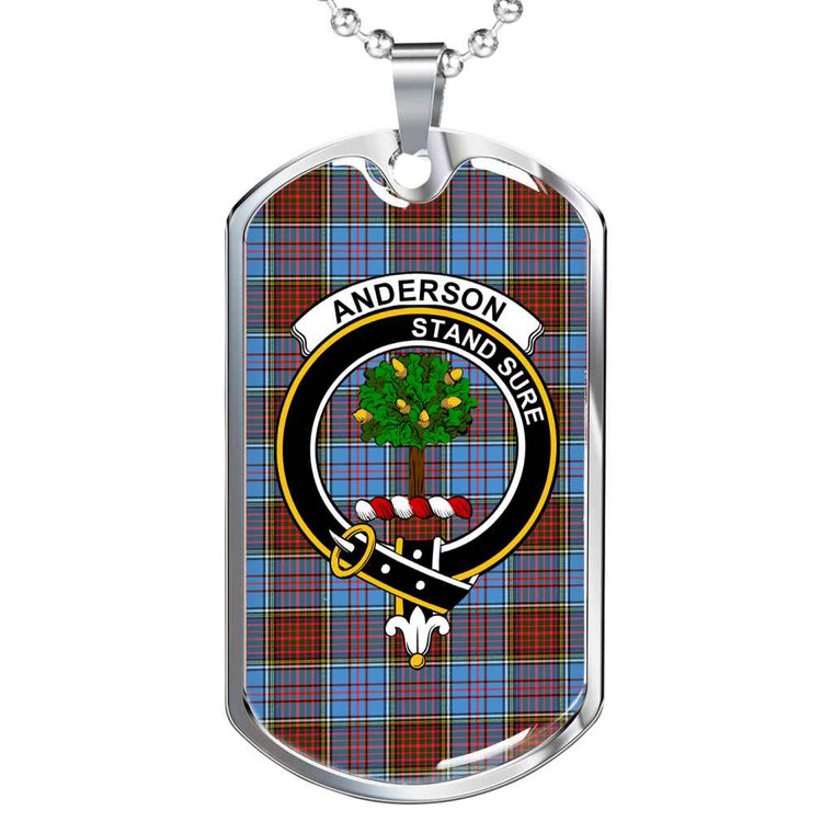 Scottish Anderson Clan Crest Tartan Military Dog Tag Necklace Tartan Plaid 1