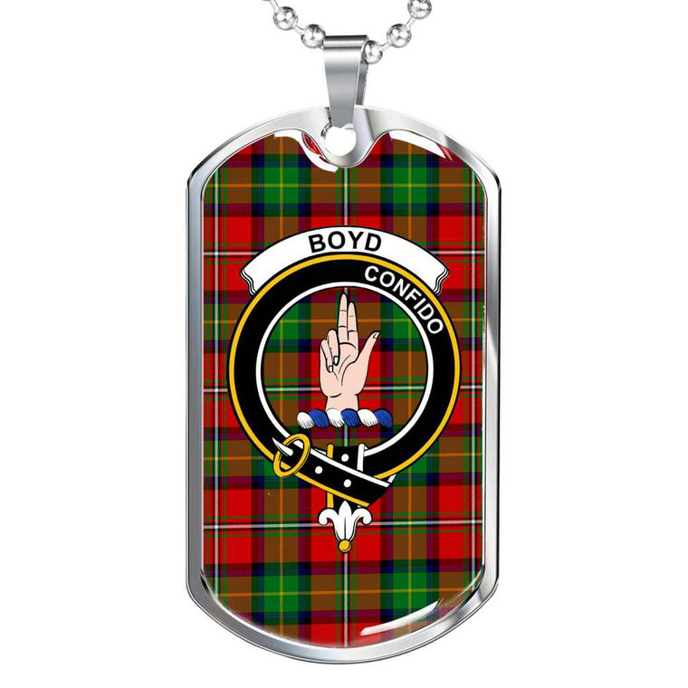 Scottish Boyd Clan Crest Tartan Military Dog Tag Necklace Tartan Plaid 1