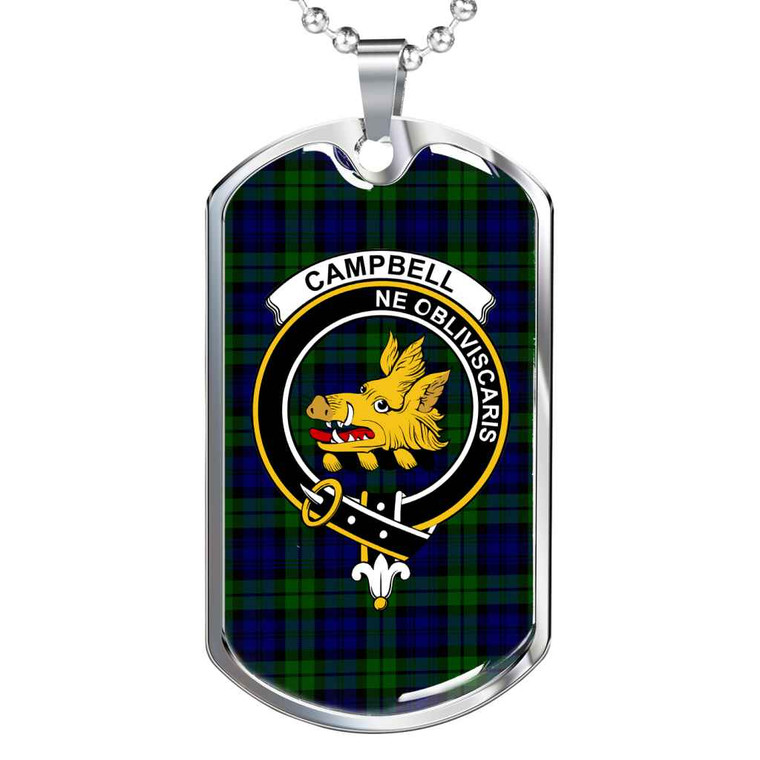 Scottish Campbell of Breadalbane Clan Crest Tartan Military Dog Tag Necklace Tartan Plaid 1