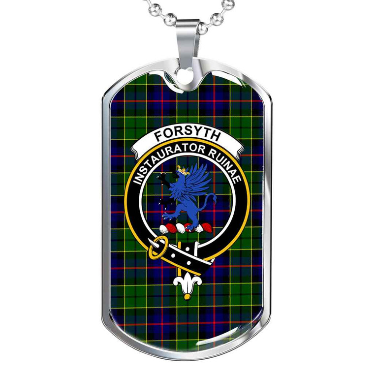 Scottish Forsyth Clan Crest Tartan Military Dog Tag Necklace Tartan Plaid 1