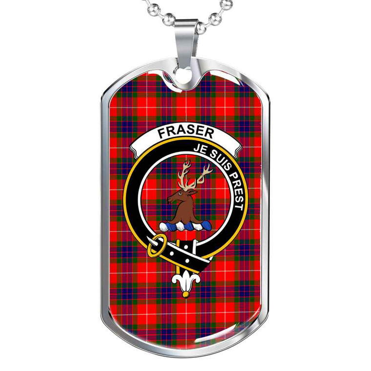 Scottish Fraser (of Lovat) Clan Crest Tartan Military Dog Tag Necklace Tartan Plaid 1