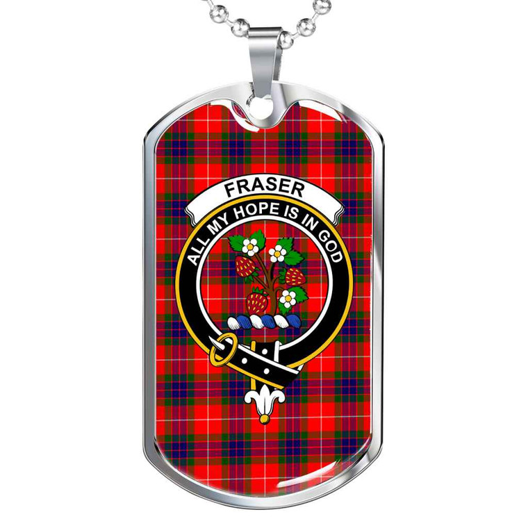 Scottish Fraser Clan Crest Tartan Military Dog Tag Necklace Tartan Plaid 1