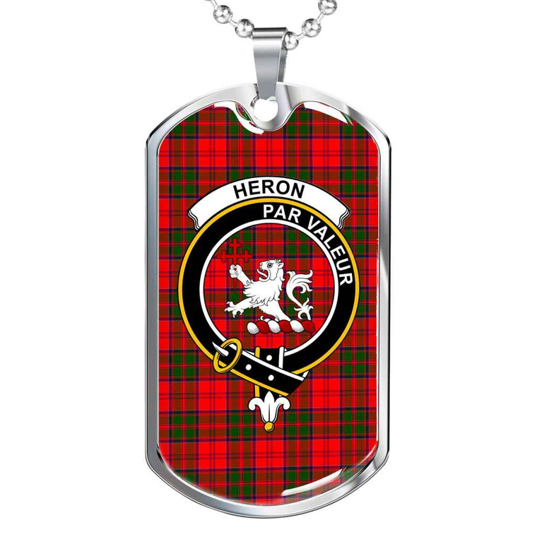 Scottish Heron Clan Crest Tartan Military Dog Tag Necklace Tartan Plaid 1