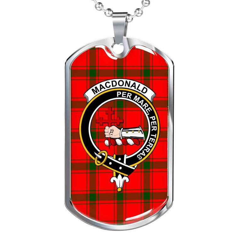 Scottish MacDonald (of Sleat) Clan Crest Tartan Military Dog Tag Necklace Tartan Plaid 1