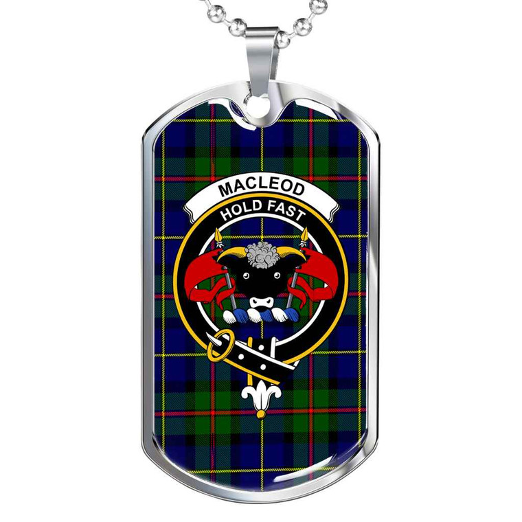 Scottish MacLeod of Lewis Clan Crest Tartan Military Dog Tag Necklace Tartan Plaid 1