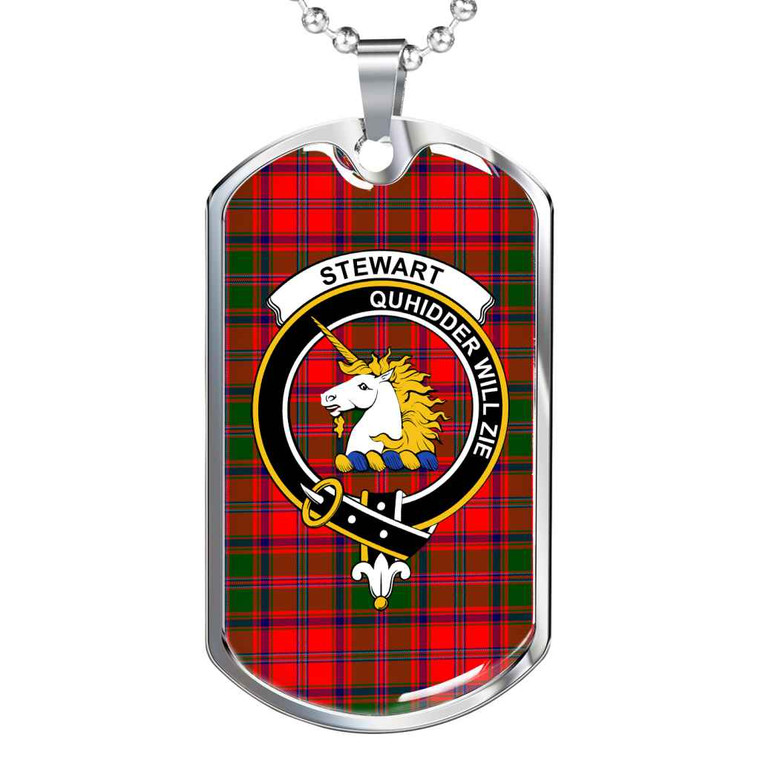 Scottish Stewart (of Appin) Clan Crest Tartan Military Dog Tag Necklace Tartan Plaid 1