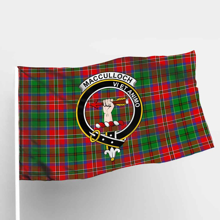 Scottish MacCulloch (McCulloch) Clan Crest Tartan Flag Parade Tartan Plaid 1