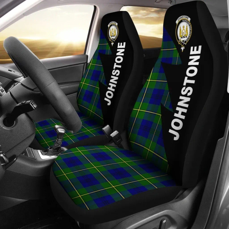 Scottish Johnstone Clan Crest Tartan Car Seat Covers - Flash Style 1