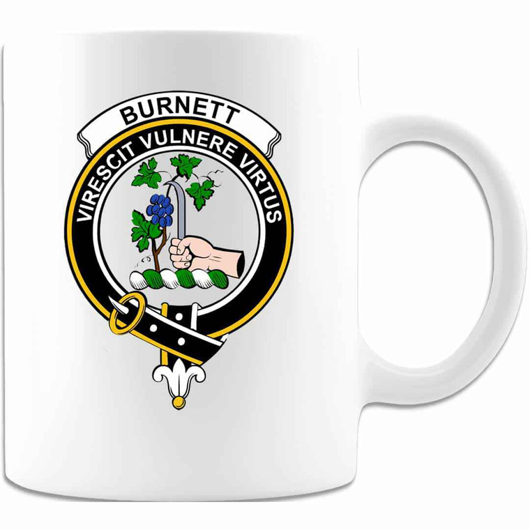 Scottish Burnett Clan Crest White Mug Tartan Plaid 1