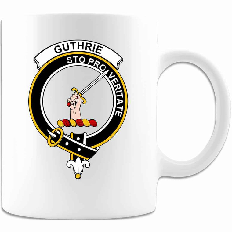 Scottish Guthrie Clan Crest White Mug Tartan Plaid 1