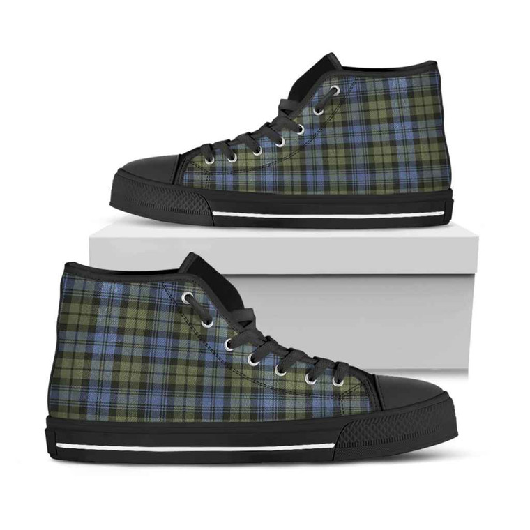 Scottish Campbell Faded Clan Tartan High Top Shoes Black Sole Tartan Plaid