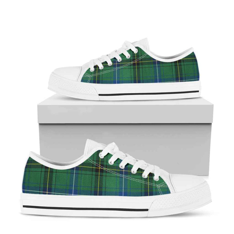 Scottish Henderson Ancient Clan Tartan Low Top Shoes White Sole Tartan Plaid