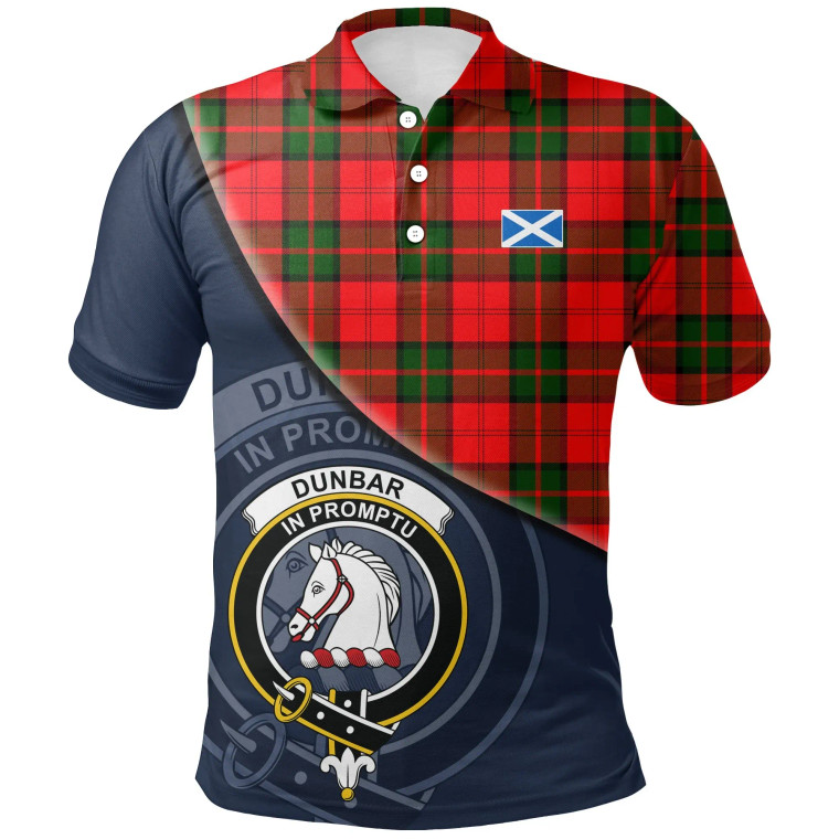 Scottish Dunbar Modern Clan Crest Tartan Polo Shirt - Bend Style Tartan Plaid 1
