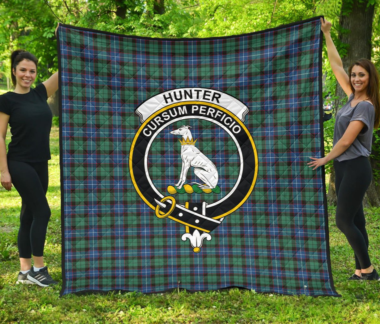 Scottish Hunter Ancient Clan Crest Tartan Quilt Tartan Plaid 1