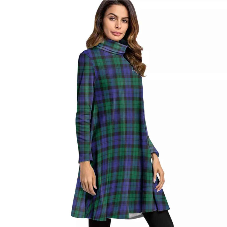 Scottish Blackwatch Modern Clan Tartan High Neck Dress Tartan Plaid 1