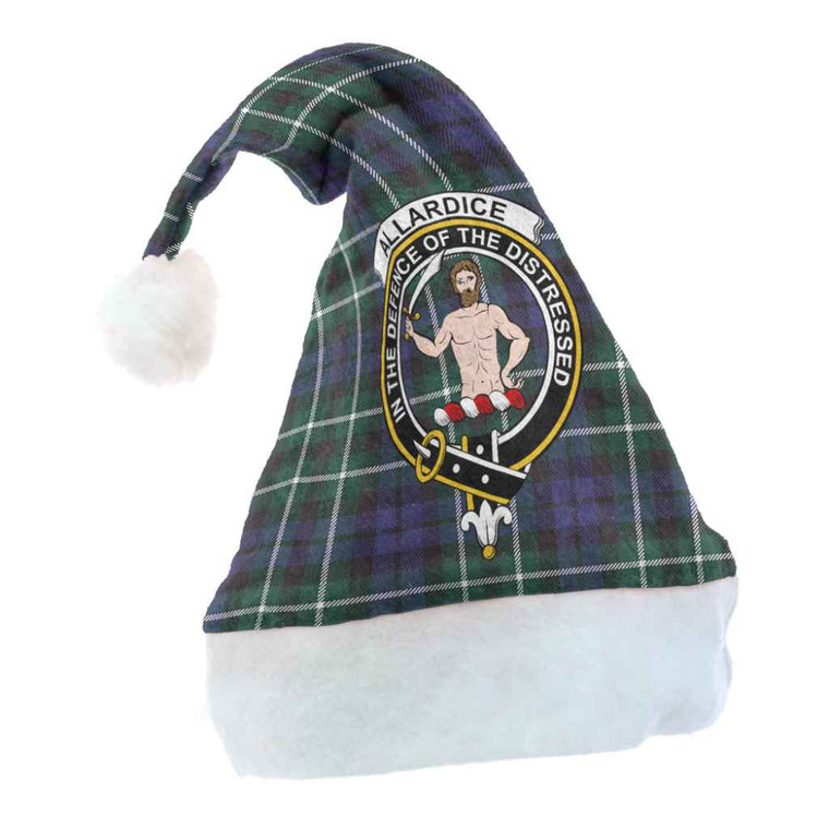 Scottish Allardice Clan Crest Tartan Christmas Hat Front Tartan Plaid