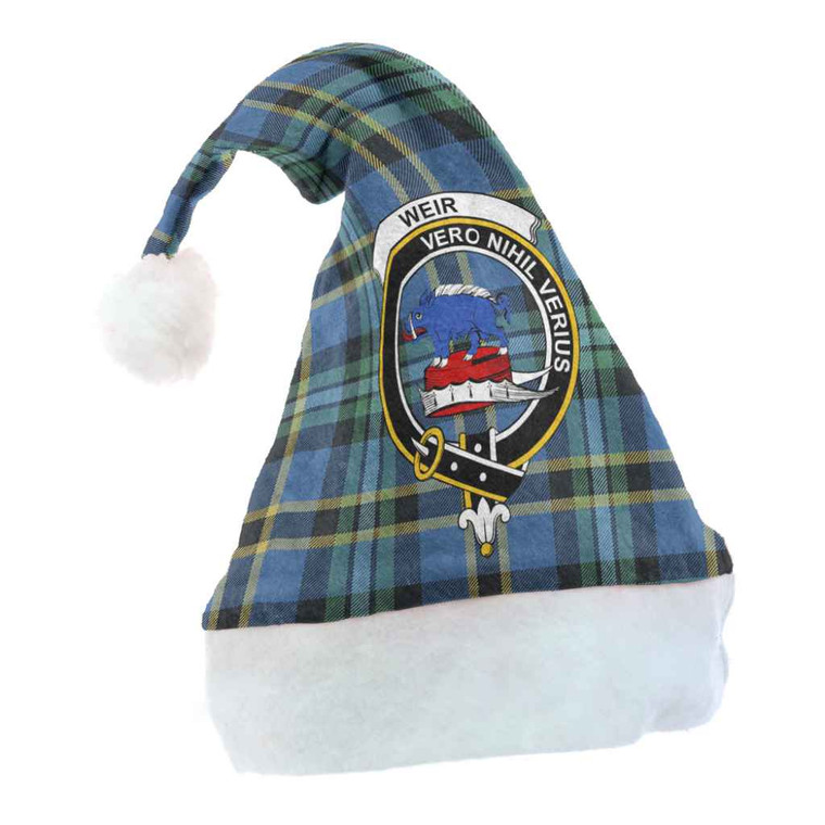Scottish Weir Clan Crest Tartan Christmas Hat Front Tartan Plaid