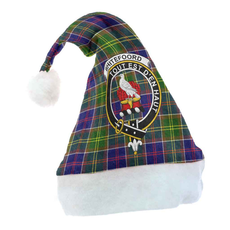Scottish Whiteford Clan Crest Tartan Christmas Hat Front Tartan Plaid