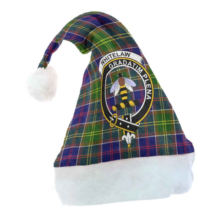 Scottish Whitelaw Clan Crest Tartan Christmas Hat Front Tartan Plaid
