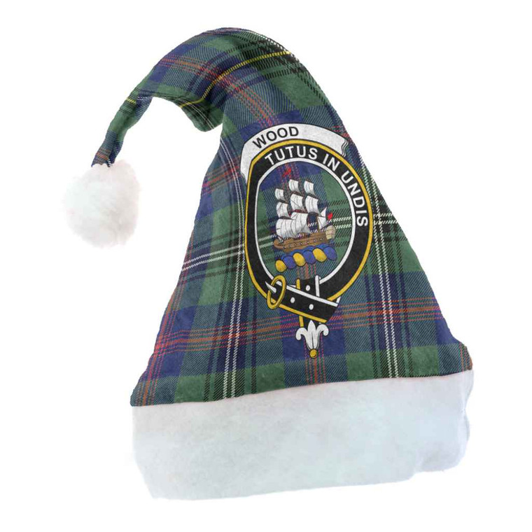 Scottish Wood Clan Crest Tartan Christmas Hat Front Tartan Plaid