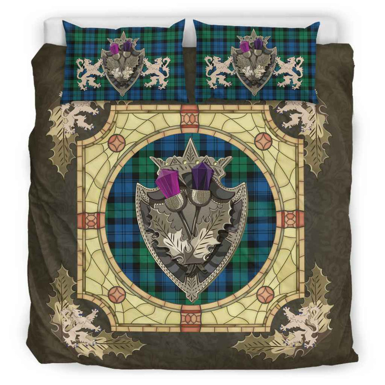 Scottish Blackwatch Ancient Clan Tartan Bedding Set - Crystal Thistle Shield Tartan Plaid 1