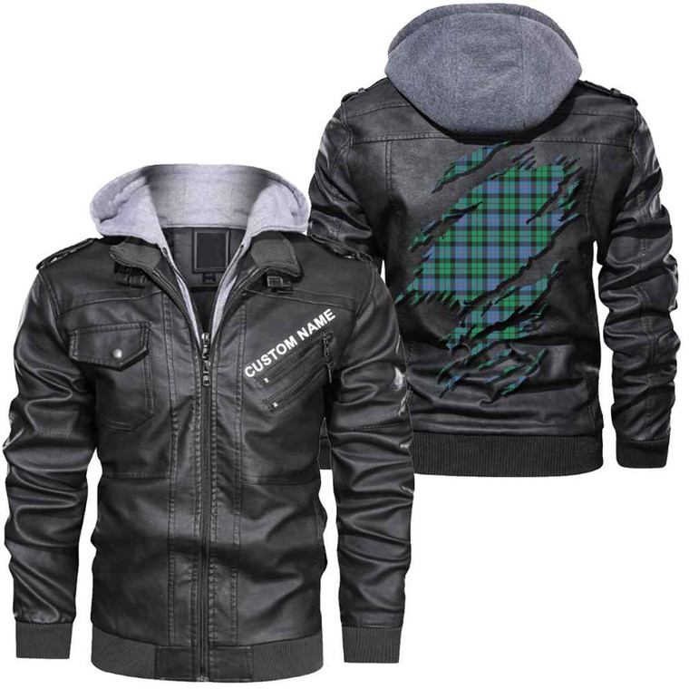 Scottish Morrison Ancient Clan Tartan Faux Leather Jacket Custom Personalized - Scratch Style Tartan Plaid 1