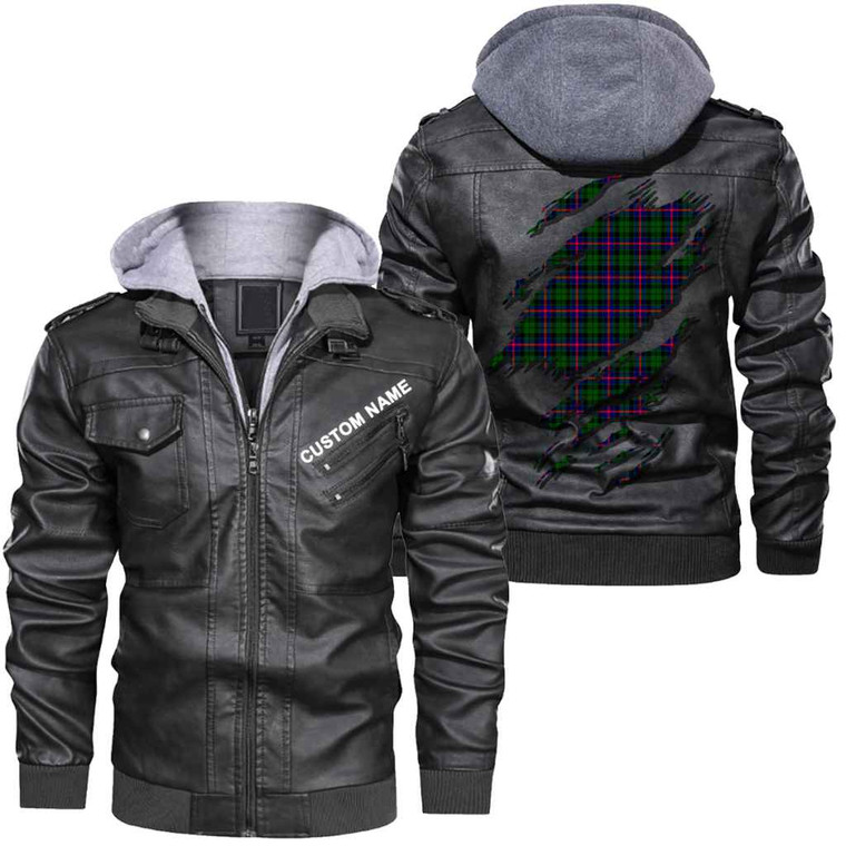 Scottish Morrison Modern Clan Tartan Faux Leather Jacket Custom Personalized - Scratch Style Tartan Plaid 1