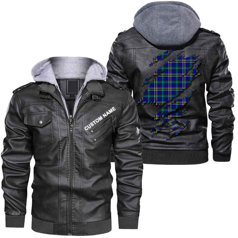 Scottish Weir Modern Clan Tartan Faux Leather Jacket Custom Personalized - Scratch Style Tartan Plaid 1