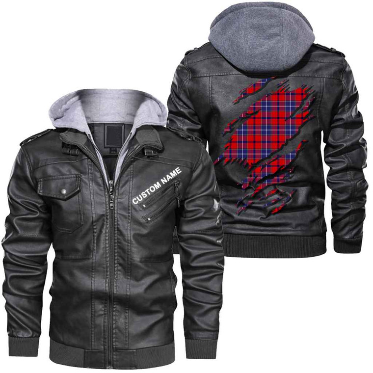Scottish Wishart Dress Clan Tartan Faux Leather Jacket Custom Personalized - Scratch Style Tartan Plaid 1