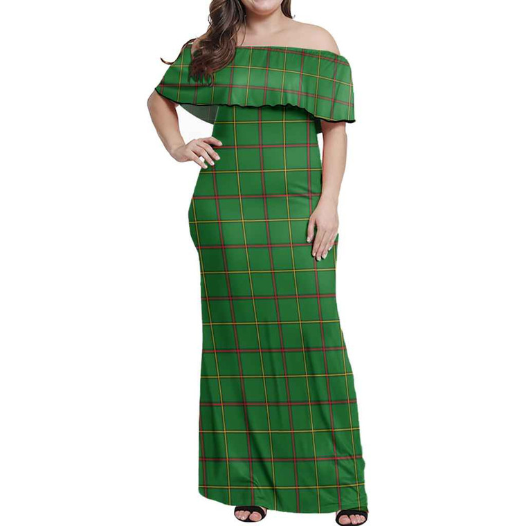 Scottish Tribe of Mar Clan Tartan Women Off Shoulder Long Dress Tartan Plaid 1