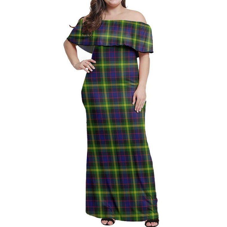 Scottish Watson Modern Clan Tartan Women Off Shoulder Long Dress Tartan Plaid 1