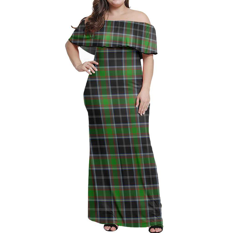 Scottish Webster Clan Tartan Women Off Shoulder Long Dress Tartan Plaid 1