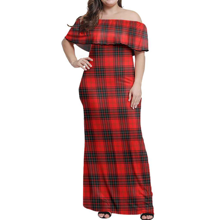Scottish Wemyss Modern Clan Tartan Women Off Shoulder Long Dress Tartan Plaid 1