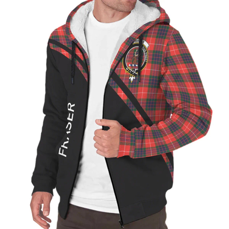 Scottish Fraser (of Lovat) Clan Crest Tartan Curve Sherpa Hoodie