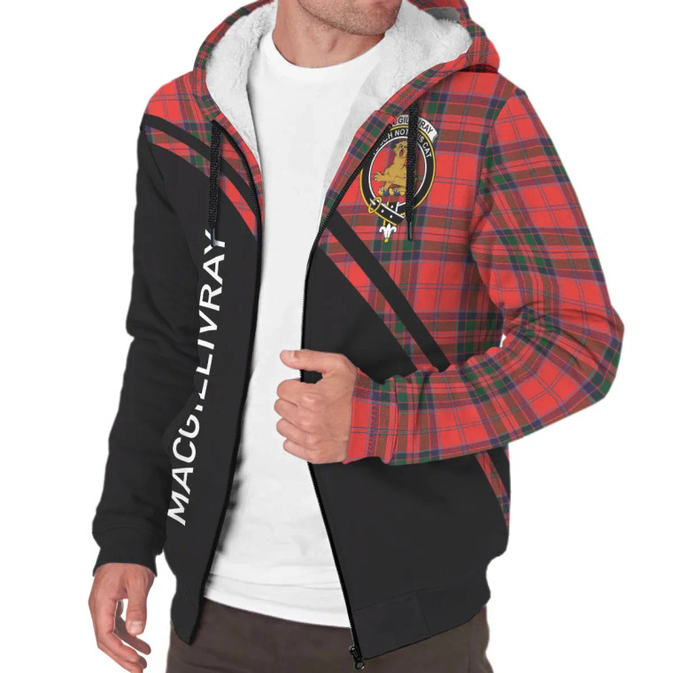 Scottish MacGillivray Clan Crest Tartan Curve Sherpa Hoodie