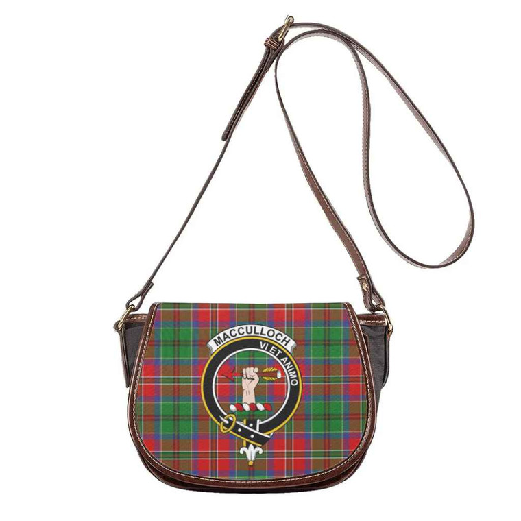 Scottish MacCulloch (McCulloch) Clan Crest Tartan Saddle Bag Tartan Plaid 1