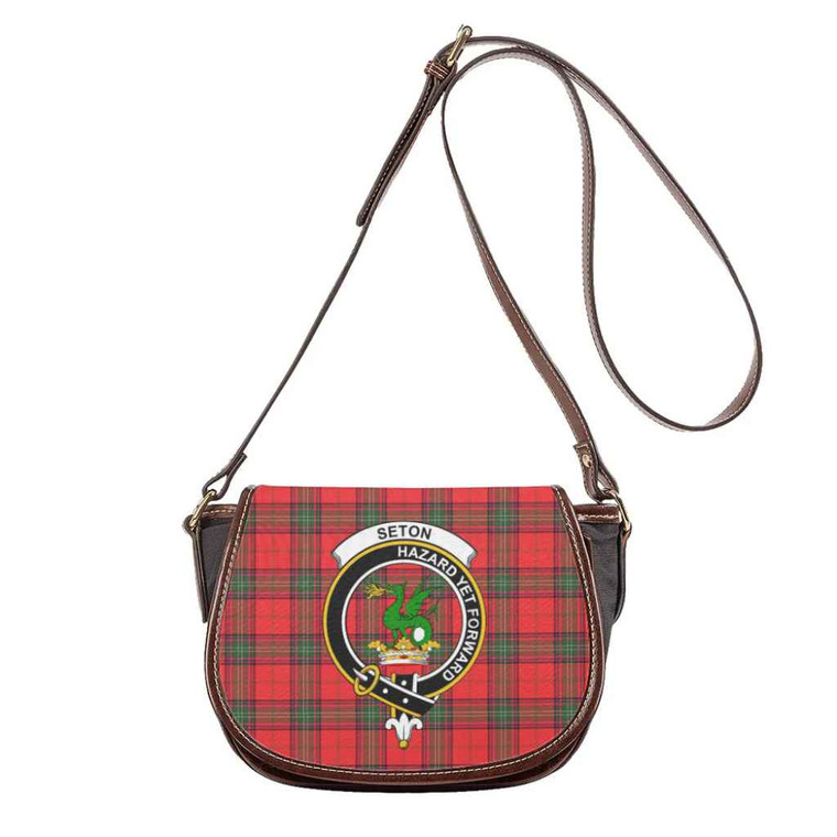 Scottish Seton Clan Crest Tartan Saddle Bag Tartan Plaid 1
