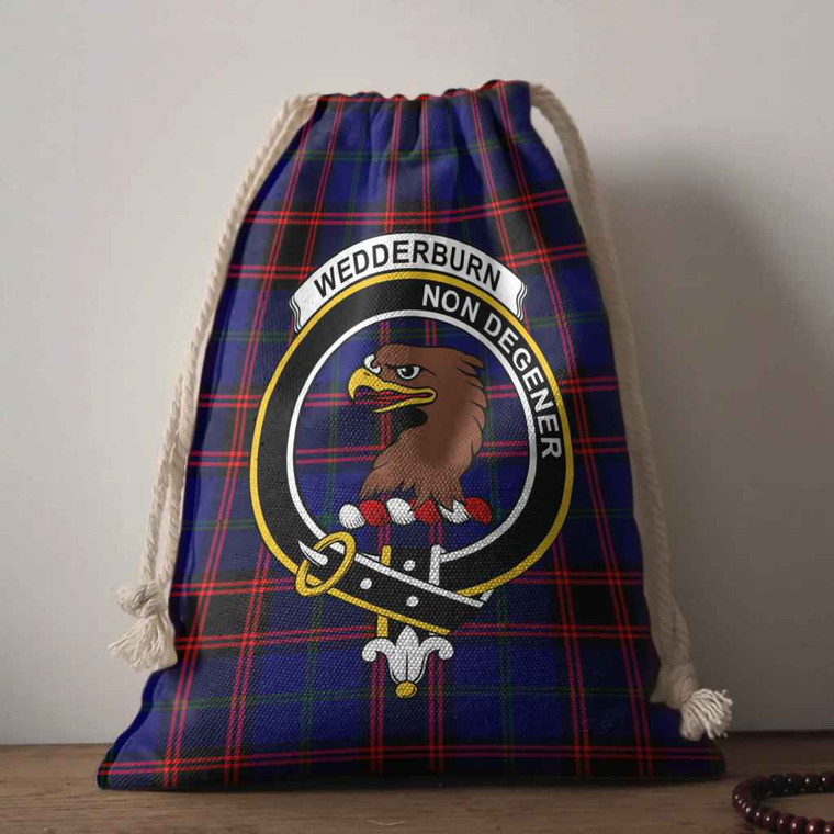 Scottish Wedderburn Clan Crest Tartan Drawstring Bag Tartan Plaid 1