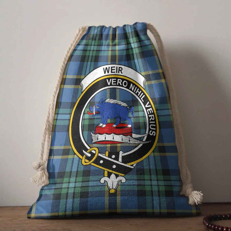 Scottish Weir Clan Crest Tartan Drawstring Bag Tartan Plaid 1