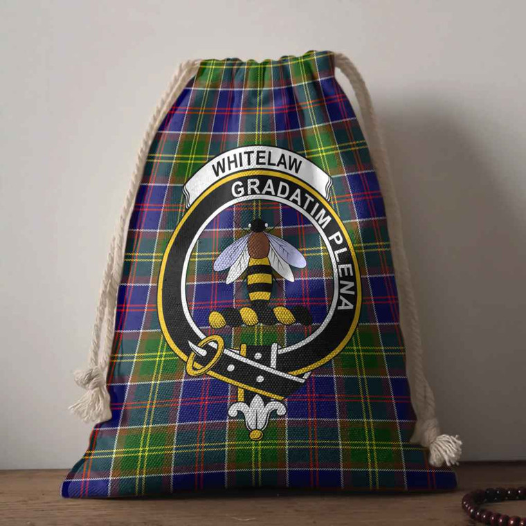Scottish Whitelaw Clan Crest Tartan Drawstring Bag Tartan Plaid 1