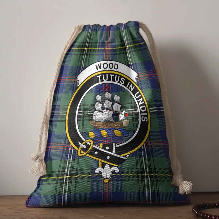 Scottish Wood Clan Crest Tartan Drawstring Bag Tartan Plaid 1