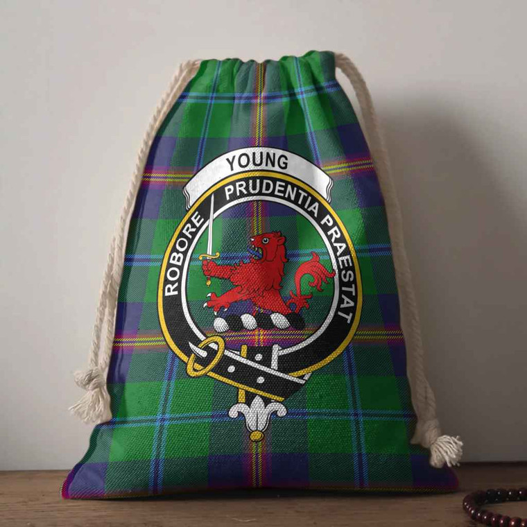 Scottish Young Clan Crest Tartan Drawstring Bag Tartan Plaid 1