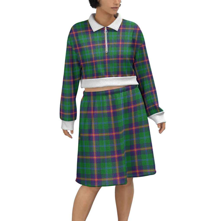 Scottish Young Modern Clan Tartan Cropped And Skirt Set Tartan Plaid 1
