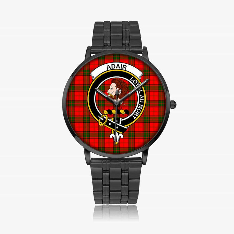 Scottish Adair Clan Crest Tartan Instafamous Steel Quartz Watches Black1