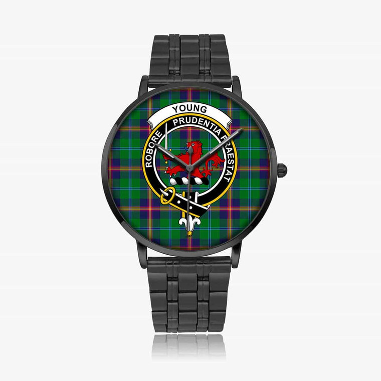 Scottish Young Clan Crest Tartan Instafamous Steel Quartz Watches Black1