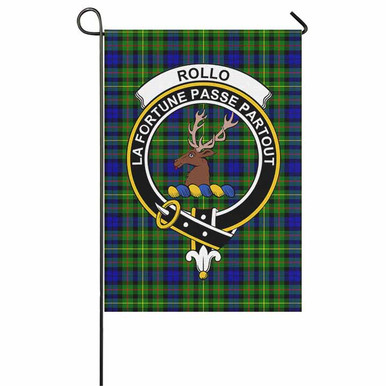 Scottish Rollo Clan Crest Tartan Garden Flag