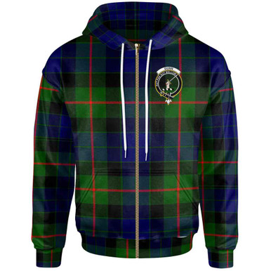 Scottish Gunn Clan Crest Tartan Zip-Up Hoodie